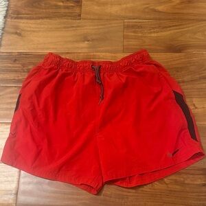 Nike Red Athletic Shorts with Black Accents
